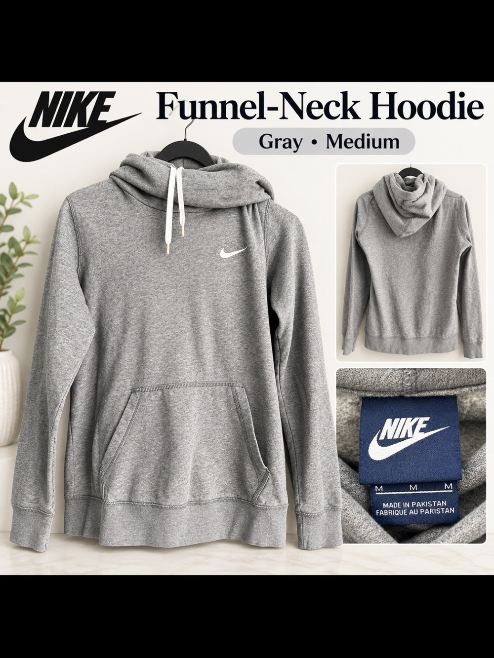 Nike Sportswear Funnel-Neck Hoodie Gray Medium